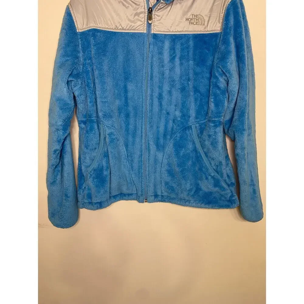 North Face‎ Womens Osito Full Zip Fleece Jacket Turquoise Blue Hooded Hiking L
